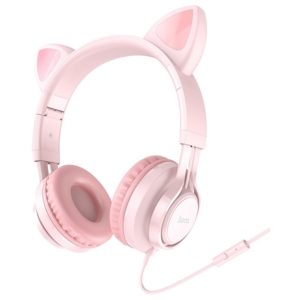 Ακουστικά Stereo Hoco W36 Cat ear με Μικρόφωνο 3.5mm Ροζ.