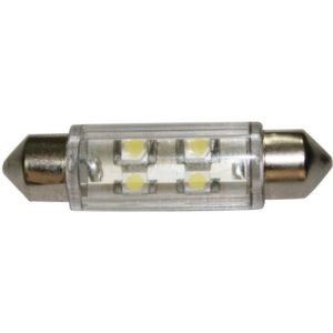 Λαμπάκι LED, 12V, T11 , SV8.5-8, ψυχρό λευκό - 2x4 LEDs 360°,11x39mm (71227).
