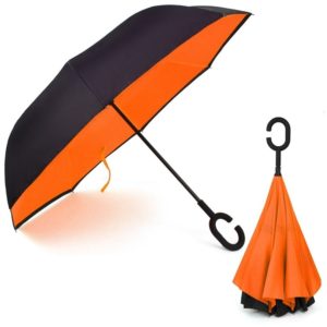 Ομπρέλα Kazbrella αντίστροφης δίπλωσης, λαβή σχήματος C, θήκη, πορτοκαλί PB23-022-OR.