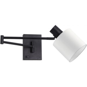 Home Lighting SE21-BL-52-SH1 ADEPT WALL LAMP Black Wall Lamp with Switcher and White Shade 77-8379( 3 άτοκες δόσεις.)