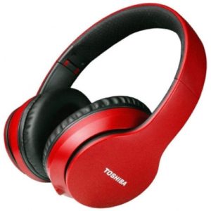 TOSHIBA AUDIO SLICK SERIES BT OVER EAR FOLDABLE HEADPHONES RED RZE-BT166H-RED