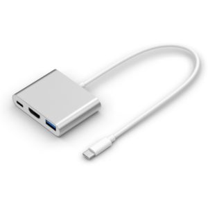 POWERTECH αντάπτορας USB-C σε USB 3.0/USB-C/HDMI CAB-UC004, ασημί CAB-UC004.