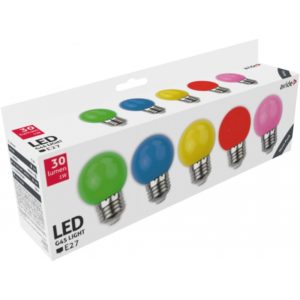 Avide Διακοσμητική Λάμπα LED G45 1W E27 (5τμχ) (Πράσινο/Μπλέ/Κίτρινο/Κόκκινο/Ρόζ).