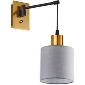 Home Lighting SE21-GM-9-SH1 ADEPT WALL LAMP Gold Matt and Black Metal Wall Lamp Grey Shade 77-8355( 3 άτοκες δόσεις.)