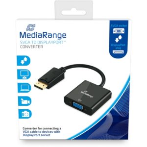 Καλώδιο MediaRange SVGA to DisplayPort converter, VGA socket/DP plug, 15cm, black (MRCS173).