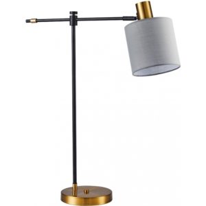 Home Lighting SE21-GM-36-SH1 ADEPT TABLE LAMP Gold Matt and Black Metal Table Lamp Grey Shade+ 77-8337( 3 άτοκες δόσεις.)