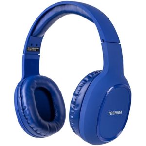 TOSHIBA AUDIO BLUETOOTH SPORT RUBBER COATED STEREO HEADPHONE BLUE RZE-BT160H-BLUE