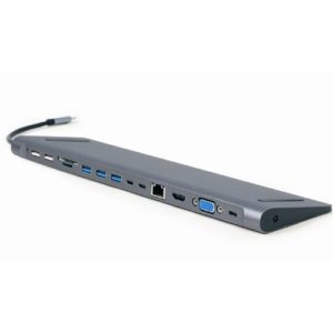 GEMBIRD USB TYPE-C 9-IN-1 MULTIPORT ADAPTER (USB HUB + HDMI + VGA + PD + CARD READER + LAN + 3.5MM) A-CM-COMBO9-01( 3 άτοκες δόσεις.)