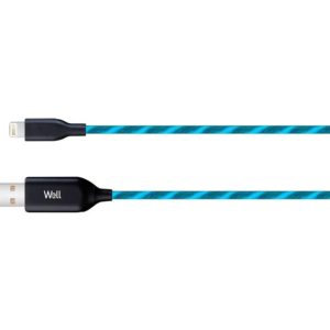 Καλώδιο 3A USB 2.0 σε Lightning Φόρτισης - Data 1m Μπλε Well USB/LIGHT-1BE03-WL