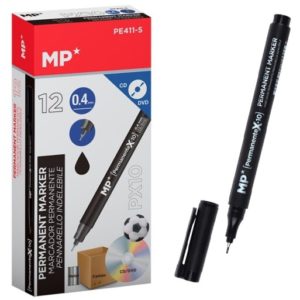 MP ανεξίτηλος μαρκαδόρος PE411-S για CD-DVD, 0.4mm, μαύρος, 12τμχ PE411-S.
