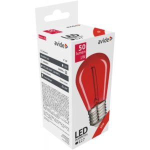 Avide Διακοσμητική Λάμπα LED Filament 0.6W E27 Κόκκινο.