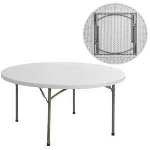 BLOW τραπέζι Συνεδρίου - Catering Πτυσσόμενο, Μέταλλο Βαφή Γκρι, HDPE Άσπρο Φ152cm H.74cm ΕΟ174.( 3 άτοκες δόσεις.)