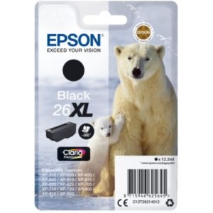 Ink Epson T262140 XL Black with pigment ink. C13T26214012.