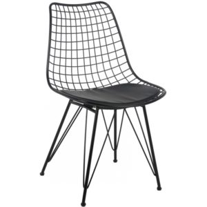 ArteLibre Καρέκλα Μεταλλική FAGUS Με Μαξιλάρι Μαύρο 49x58x83.5cm.( 3 άτοκες δόσεις.)