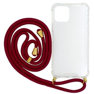 Θήκη Ancus Crossbody για Apple iPhone 12 / iPhone 12 Pro Διάφανη με Κόκκινο Κορδόνι.