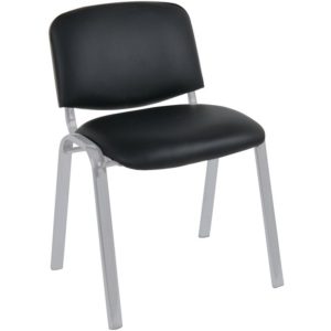 SIGMA Καρέκλα Στοιβαζόμενη Γραφείου Επισκέπτη, Μέταλλο Βαφή Silver, PVC Μαύρο 55x60x79cm / Σωλ.35x16/1mm ΕΟ550,12W.