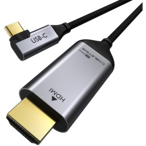 CABLETIME καλώδιο USB-C 90 Degree σε HDMI C160, Coaxial, 4K, 1.8m, μαύρο 5210131038277.