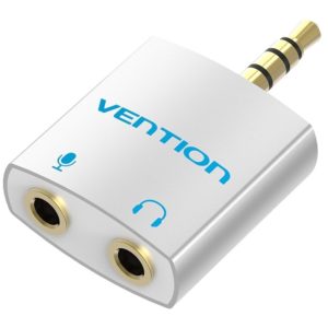 VENTION 4Pole 3.5mm Male to 2*3.5mm Female Audio Adapter Silvery Metal Type (BDBW0).