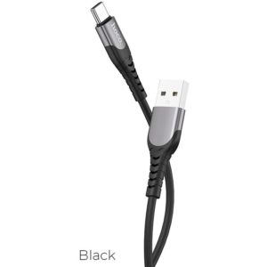 HOCO U80 COOL SILICONE CHARGING CABLE FOR TYPE-C, ΜΑΥΡΟ