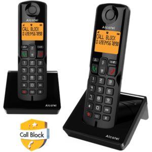 Alcatel Ασύρματο τηλέφωνο με δυνατότητα αποκλεισμού κλήσεων S280 EWE DUO μαύρο( 3 άτοκες δόσεις.)