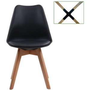 MARTIN Καρέκλα Metal Cross Ξύλο, PP Μαύρο Μονταρισμένη Ταπετσαρία 49x56x82cm ΕΜ136,20 (Σετ 4τεμ.).( 3 άτοκες δόσεις.)