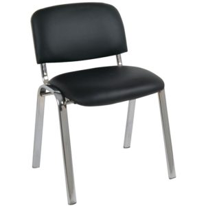 SIGMA Καρέκλα Στοιβαζόμενη Γραφείου Επισκέπτη, Χρώμιο, PVC Μαύρο 55x60x79cm / Σωλ.35x16/1mm ΕΟ550,11W.