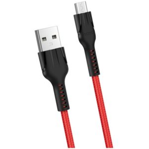 Καλώδιο σύνδεσης Hoco U31 Benay Braided με Νάυλον Κορδόνι USB σε Micro-USB 2.4A Κόκκινο 1,2m.