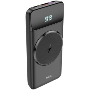 Power Bank Hoco J76 Bobby Magnetic 10000mAh με Ασύρματη Φόρτιση και Βάση Στήριξης Τηλεφώνου με USB-A και USB-C Μαύρο.