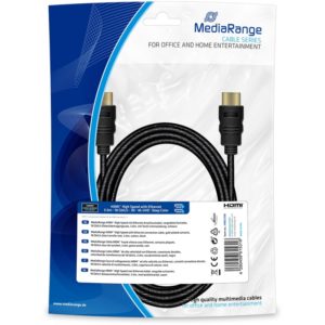 Καλώδιο MediaRange HDMI High Speed with Ethernet connection cable, gold-plated contacts, 18 Gbit/s data transfer rate, 3.0m, cotton, black (MRCS198).