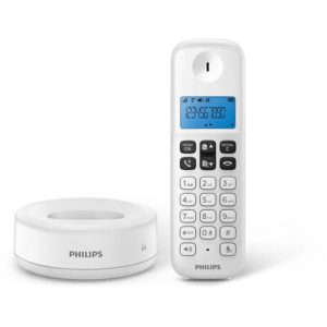 Philips D1611W/GRS Λευκό (Ελληνικό Μενού) Ασύρματο τηλέφωνο ανοιχτή ακρόαση, φωτιζόμενη οθόνη και 50 μνήμες.