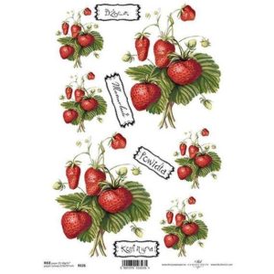 Ριζόχαρτο strawberries 21x29εκ. (ITD-R126) (Σετ 3τεμ).