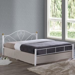LAZAR Κρεβάτι Διπλό, για Στρώμα 150x200cm, Μέταλλο Βαφή Άσπρο 158x210x95cm Ε8066,1.( 3 άτοκες δόσεις.)