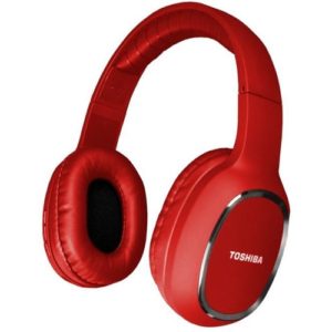 TOSHIBA AUDIO BLUETOOTH SPORT RUBBER COATED STEREO HEADPHONE RED RZE-BT160H-RED