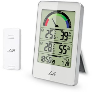 LIFE MONSOON WEATHER STATION WITH WIRELESS OUTDOOR SENSOR CLOCK, WHITE COLOR LIFE.