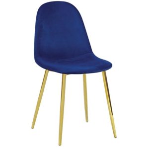 CELINA Καρέκλα Χρώμιο Χρυσό, Velure Μπλε 45x54x85cm ΕΜ907,5GV (Σετ 4τεμ.).( 3 άτοκες δόσεις.)