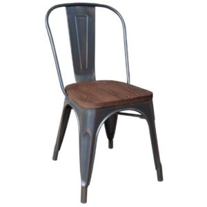 RELIX Wood Καρέκλα-Pro, Μέταλλο Βαφή Antique Black, Απόχρωση Ξύλου Dark Oak 45x51x85cm Ε5191W,10.( 3 άτοκες δόσεις.)