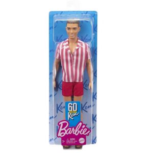 Mattel Barbie: 60 Years of Ken - Original Ken Doll Throwback Beach Look with Swimsuit Sandals (GRB42).