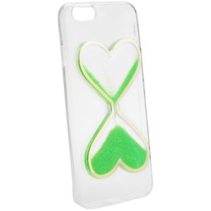 Oem θήκη Tpu Quicksand Glitter Hearts για Apple iphone 6/6s - Διάφανη/Πράσινο.