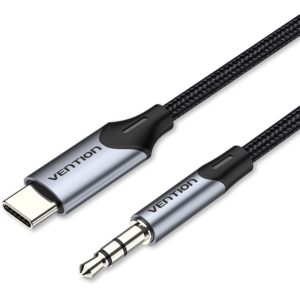 VENTION Type-C Male to 3.5mm Male Cable 1M Gray Aluminum Alloy Type (BGKHF).