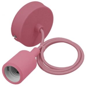 Ροζ Κρεμαστό Φωτιστικό Οροφής Σιλικόνης με Υφασμάτινο Καλώδιο 1 Μέτρο E27 GloboStar Pink 91004.