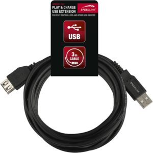 SPEEDLINK SL-4419-BK PLAY & CHARGE USB EXTENSION CABLE 3M, BLACK.