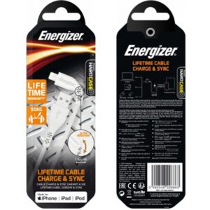 Καλώδιο σύνδεσης Energizer Lifetime Warranty σε Lightning Apple Certified MFI 1.2m Λευκό.