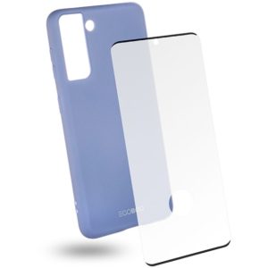 EGOBOO Tempered Glass + Case Rubber TPU Light Violet (Samsung S21 Ultra)