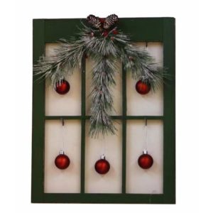 Ξύλινο παράθυρο με χριστουγεννιάτικη διακόσμηση Y35x4x45εκ..