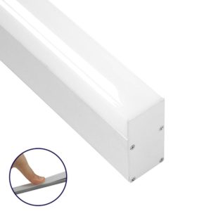 GloboStar® 70831-3M BABYLON Linear Γραμμικό Αρχιτεκτονικό Προφίλ Αλουμινίου Λευκό με Λευκό Οπάλ Κάλυμμα για 2 Σειρές Ταινίας LED Πατητό - Press On 3 Μέτρων