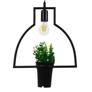 GloboStar® KERRIA 01209 Μοντέρνο Κρεμαστό Φωτιστικό Οροφής Μονόφωτο Μαύρο Μεταλλικό Flowerpot Φ34 x Y34cm
