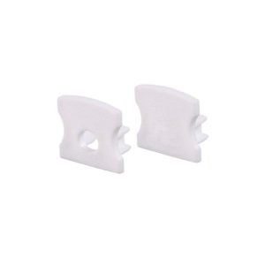 SET OF WHITE PLASTIC END CAPS FOR PROFILE P113, 1 WITHOUT HOLE & 1 WITH HOLE