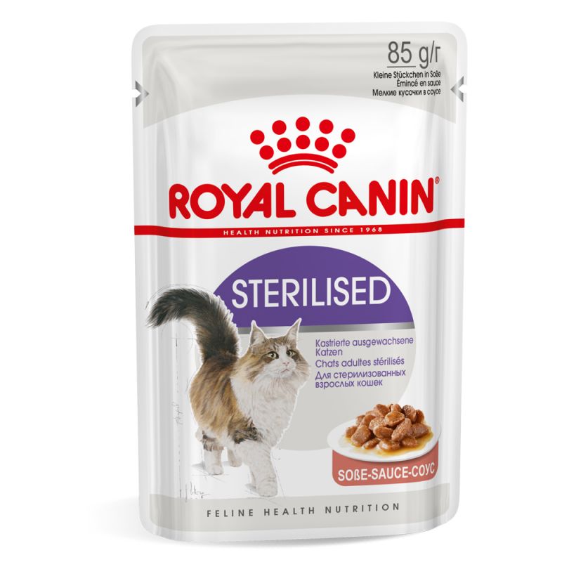 Royal Canin Sterilised Φακελάκι για Ενήλικες Γάτες με Ψιλοκομμένες Φέτες σε Σάλτσα 85gr