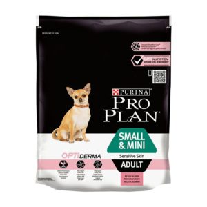Ξηρά Τροφή Purina Pro Plan Small & Mini Adult Sensitive Skin για μικρόσωμους και μίνι ενήλικους σκύλους με ευαίσθητο δέρμα. Πλούσια σε Σολομό 700gr