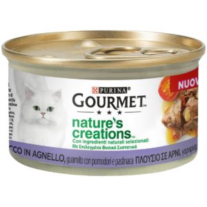 Υγρή Τροφή για Ενήλικες Γάτες Gourmet Nature s Creations Πλούσιο σε Αρνί, Γαρνιρισμένο με Ντομάτες και Άγριο Καρότο Economy Pack 4 Τεμ. x 85gr